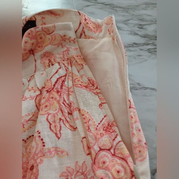 Express Ivory Pink Printed Linen Blend Skirt Size 4 - Picture 5 of 8